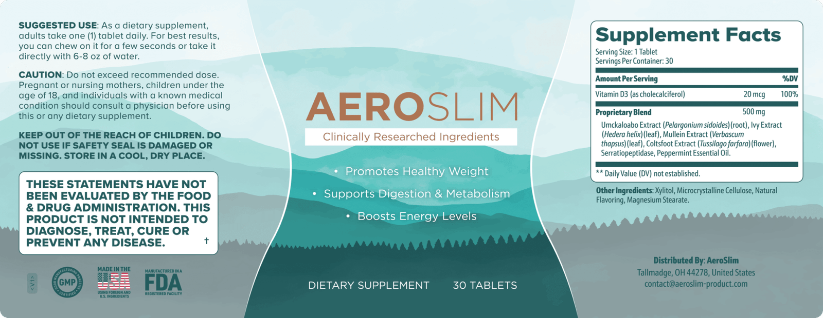 AeroSlim Supplement Facts